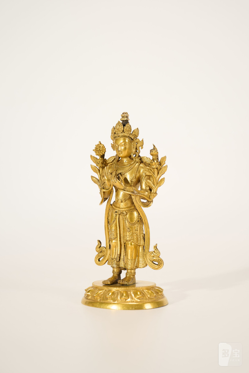Lot913 清乾隆 铜鎏金弥勒菩萨 - 图5